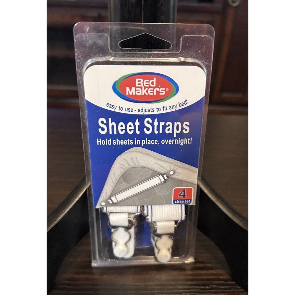 Bed Makers Sheet Straps 4 Strap Set White Adjustable Levinsohn Textile NEW